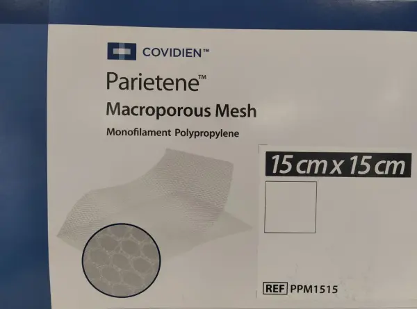 Имплантаты для внутреннего протезирования Parietene (сетка стд макропорист п-проп. 15X15 см)